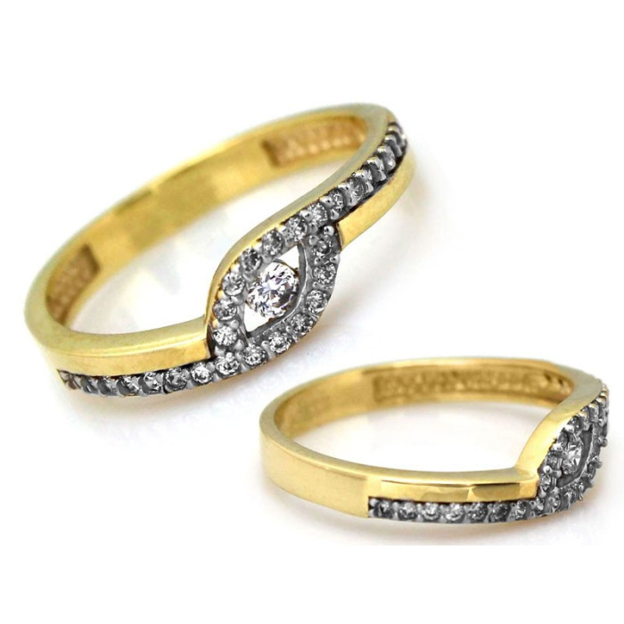 Złoty pierścionek 333 elegancki damski z cyrkoniami na zaręczyny