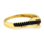 Złoty pierścionek 585 z czarnymi cyrkoniami elegancki damski