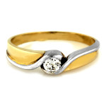 Złoty pierścionek 333 zaręczynowy białe złoto z cyrkonią