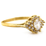 Złoty pierścionek 585 z cyrkoniami markiza wzór elegancki na zaręczyny