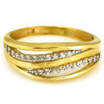 Złoty pierścionek 585 z drobnymi cyrkoniami eleganckie