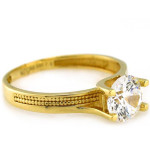 Złoty pierścionek 333 damski zaręczynowy z cyrkonią elegancki 8k