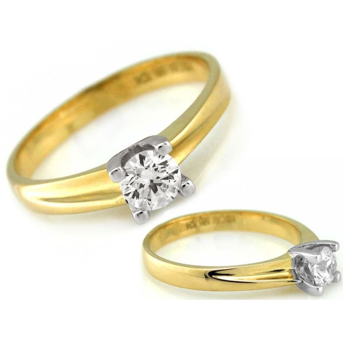 Złoty pierścionek 585 z cyrkonią i białym złotem na zaręczyny 14k