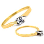 Złoty pierścionek 585 na zaręczyny z białym złotem i cyrkonią