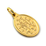 Zawieszka złota 585 medalik z wizerunkiem Matki Bożej owalna