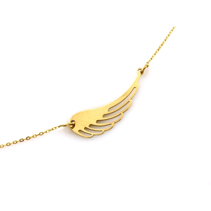 Naszyjnik złoty celebrytka z ażurowym skrzydłem