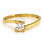Złoty pierścionek zaręczynowy 585 z jedną cyrkonią delikatny subtelny