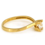 Złoty pierścionek zaręczynowy 585 z jedną cyrkonią delikatny subtelny
