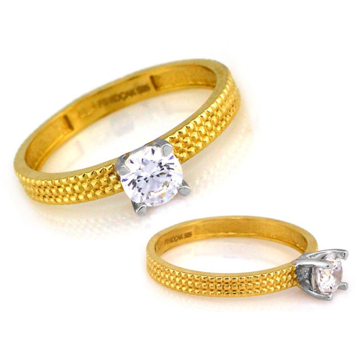 Złoty pierścionek 333 z żótego złota z cyrkonią dużą zaręczynowy