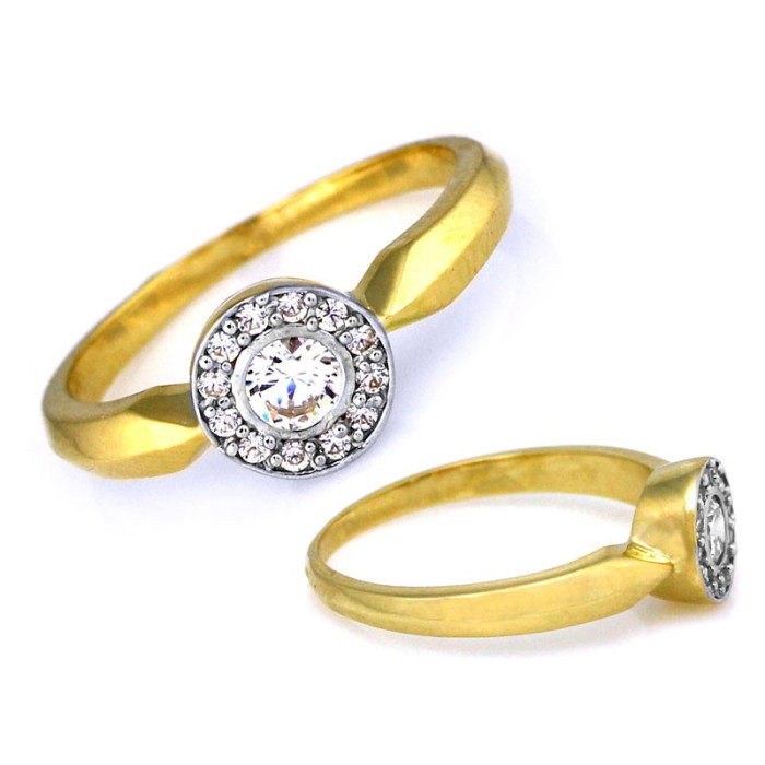Złoty pierścionek 375 damski elegancki z cyrkoniami na prezent