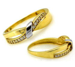 Nowoczesny złoty pierścionek z cyrkoniami