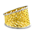 Złoty pierścionek 375 ażurowy dwukolorowy na prezent