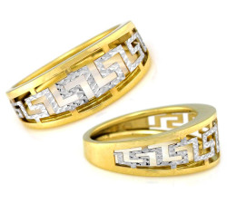Elegancki ażurowy pierścionek złoty wzór grecki