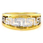 Złoty pierścionek 375 elegancki złoty wzór grecki dwukolorowy