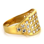 Złoty pierścionek 375 modny dwukolorowy ażurowy wzór