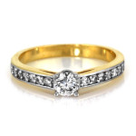 Złoty pierścionek 585 zaręczynowy z cyrkoniami prezent