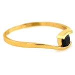 Złoty pierścionek 585 subtelny z czarną cyrkonią kamieniem