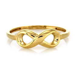 złoty pierścionek  z nieskończonością