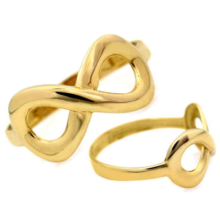 Złoty pierścionek 585 z nieskończonością delikatny bez kamieni