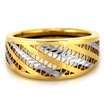 Złoty ażurowy pierścionek 585 szeroki dwukolorowy
