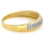 Złoty pierścionek 585 z cyrkoniami obrączkowy wzór