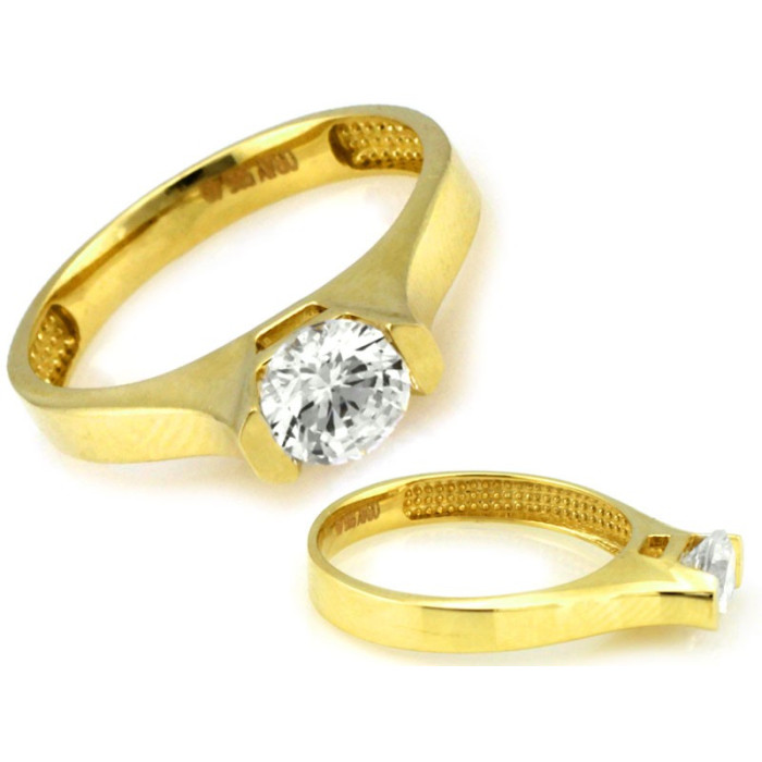 Złoty pierścionek 333 z jedną cyrkonią elegancki na zaręczyny