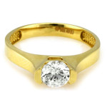 Złoty pierścionek 333 z jedną cyrkonią elegancki na zaręczyny