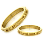 Złoty pierścionek 585 z kuleczkami różaniec