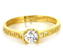 Złoty pierścionek 585 z jedną cyrkonią