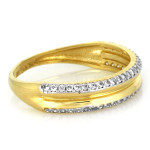 Złoty pierścionek 585 z żółtego złota z dwoma szeregami cyrkoni