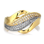Złoty pierścionek 585 dwukolorowy z cyrkoniami na prezent