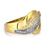 Złoty pierścionek 585 dwukolorowy z cyrkoniami na prezent