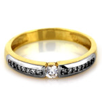 Dwukolorowy pierścionek złoto 585 z cyrkoniami