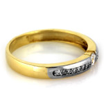 Dwukolorowy pierścionek złoto 585 z cyrkoniami