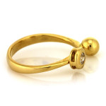 Złoty pierścionek 585 w typie open z cyrkonią i kuleczką