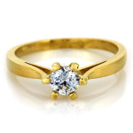 Złoty pierścionek 585 z jedną cyrkonią zaręczynowy