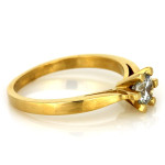 Złoty pierścionek 585 z jedną cyrkonią zaręczynowy