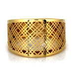 Szeroki złoty pierścionek 375 duży ze wzorem w kratkę