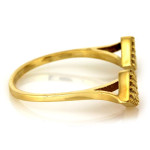 Złoty pierścionek 585 dwa romby z cyrkoniami