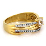 Złoty pierścionek 585 z żółtego i białego złota z cyrkoniami na zaręczyny