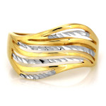 Złoty pierścionek 375 szeroki dwukolorowy bez kamieni