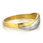 Złoty pierścionek 375 dwukolorowy z cyrkoniami delikatny