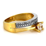 Złoty pierścionek 585 podwójny z cyrkoniami dwa kolory złota