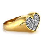 Okazały pierścionek złoty 585 serce z cyrkoniami dwukolorowy