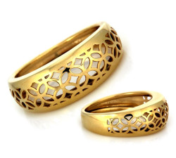 Złoty ażurowy pierścionek bez kamieni