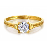 Piękny złoty pierścionek 585 ozdobiony cyrkonią na zaręczyny