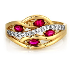 złoty pierścionek rubin