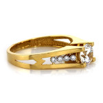 Złoty pierścionek 585 z oczkiem i cyrkoniami na zaręczyny