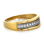 Złoty pierścionek 375 obrączka ozdobiona cyrkoniami na prezent