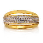 Złoty pierścionek 585 bogato zdobiony drobnymi cyrkoniami 14K